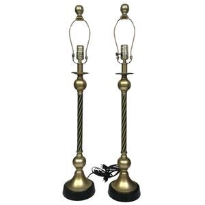Uttermost Tall Table Lamp Set Pair of 2 Barley Twist Gold Candlestick Buffet 33”